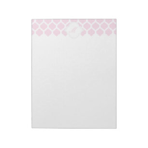 Pink Moroccan Pattern with Monogram Notepad