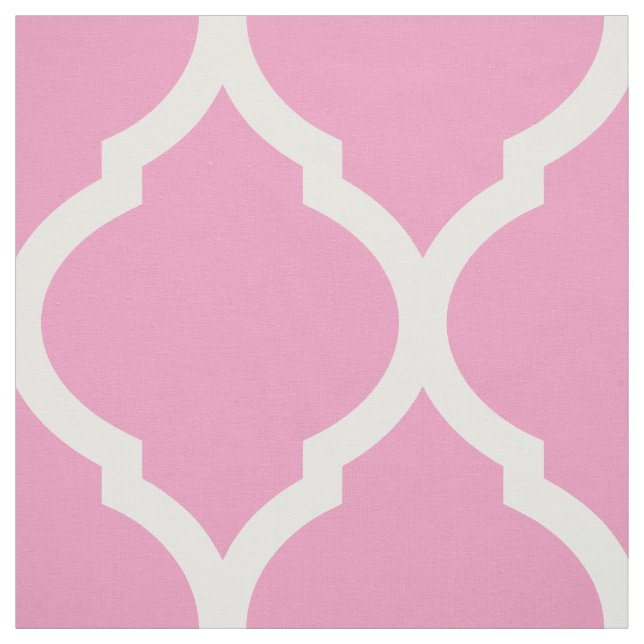 Pink Moroccan Quatrefoil Large Scale Fabric (Swatch)