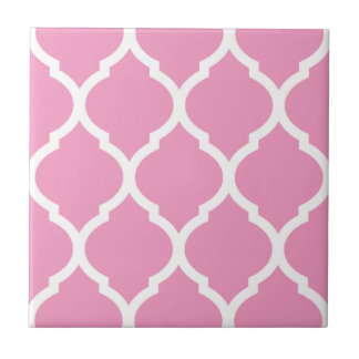 Pink Moroccan Quatrefoil Patterned Ceramic Tile