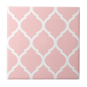 Pink Moroccan Quatrefoil Patterned Ceramic Tile