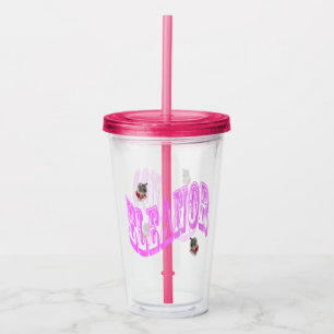 Pink Mosaic Eleanor Name With Cats, Acrylic Tumbler