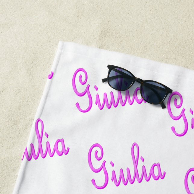 Pink Mosaic Giulia Name, Beach Towel (In Situ)