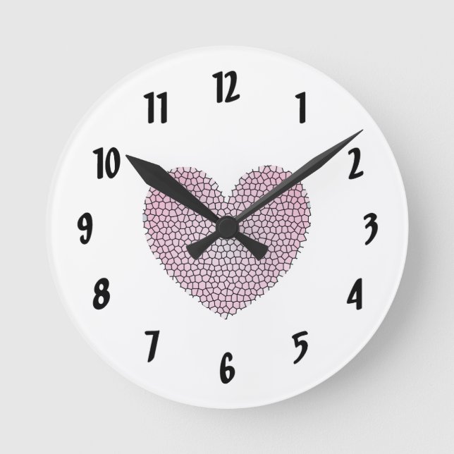 Pink Mosaic Heart Wall Clock (Front)