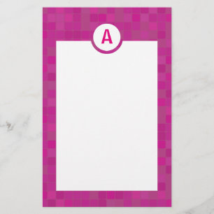 Pink mosaic initial letter stationery