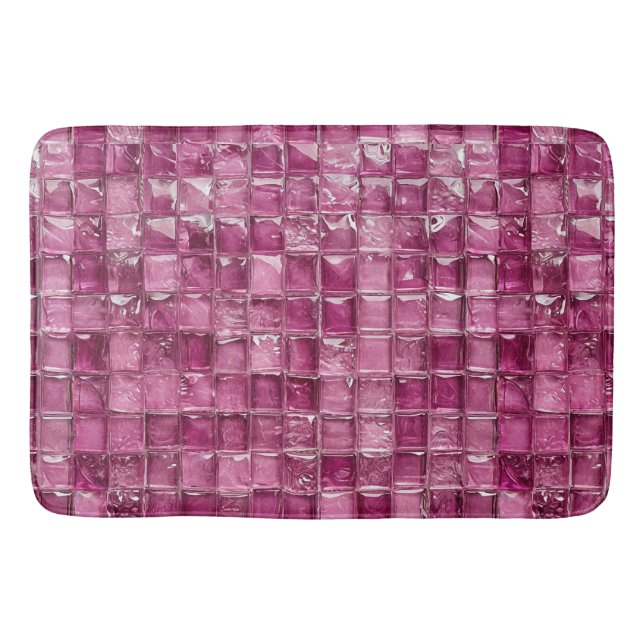 Pink mosaic pattern bath mat (Front)