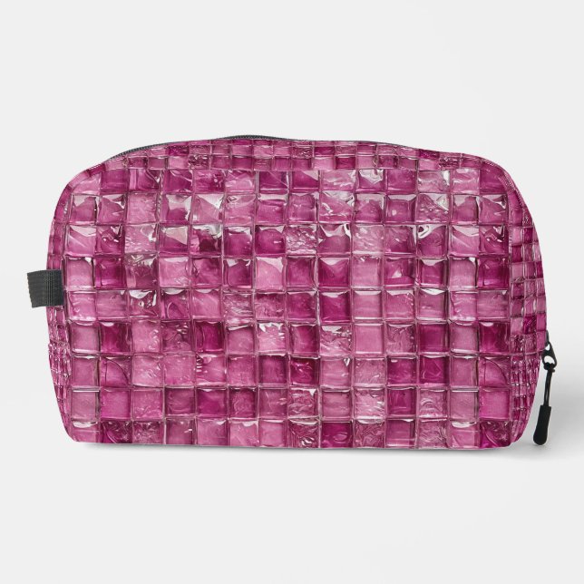 Pink mosaic pattern dopp kit (Front)