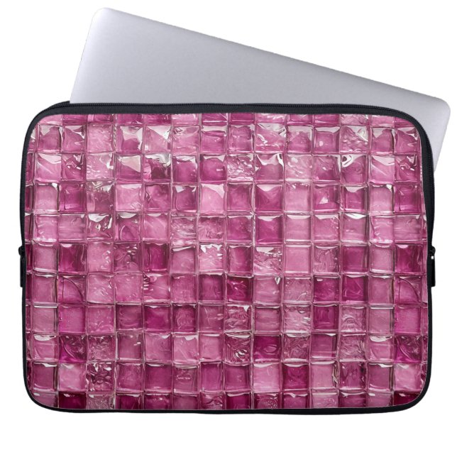 Pink mosaic pattern laptop sleeve (Front)
