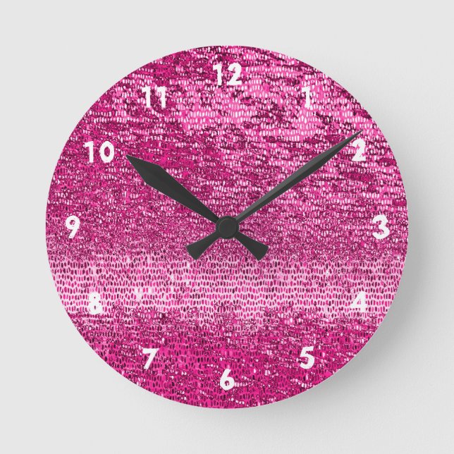 Pink mosaic pattern round clock (Front)