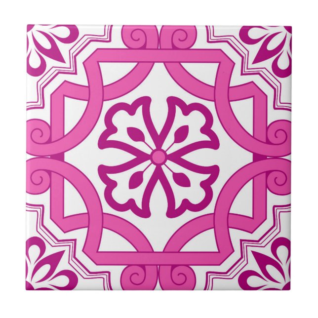 Pink Mosaic Portuguese Mediterranean  Tile (Front)
