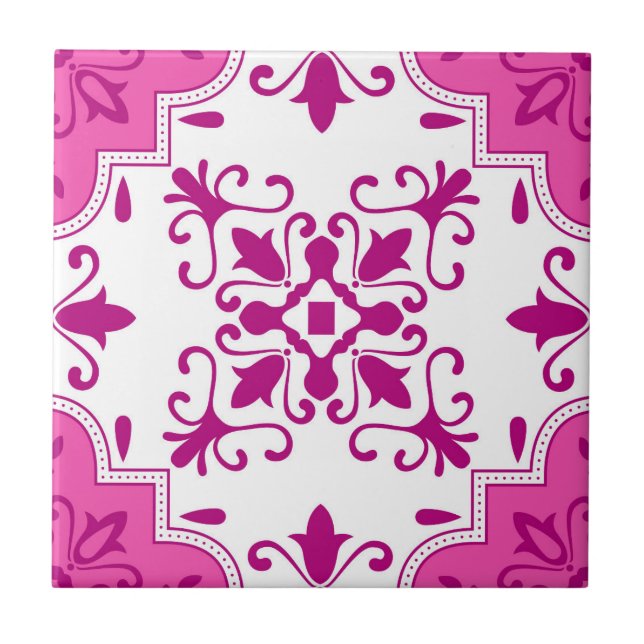 Pink Mosaic Portuguese Mediterranean  Tile (Front)
