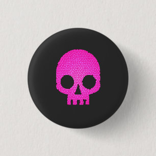 Pink Mosaic Skull T-Shirt 3 Cm Round Badge