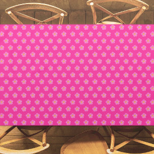 Pink Moss Rose Flower Seamless Pattern on Tablecloth