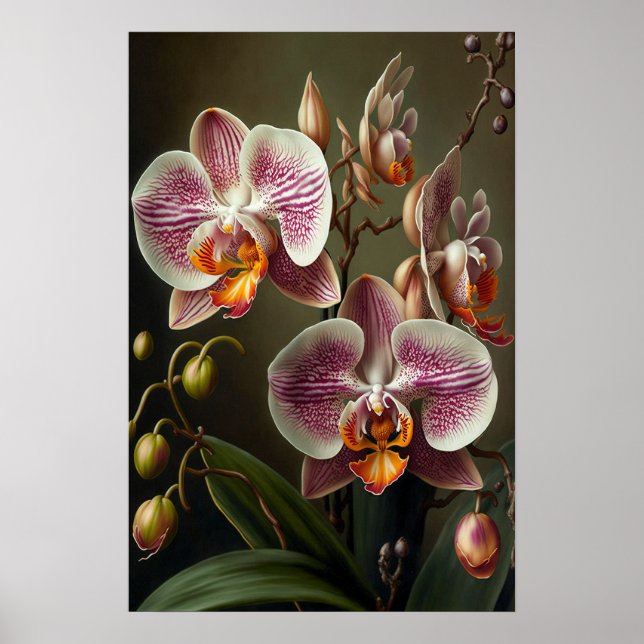 Pink Moth Orchid Flowers Art Print Poster (Front)