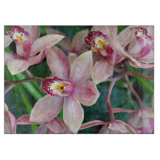 Pink moth orchids cutting board