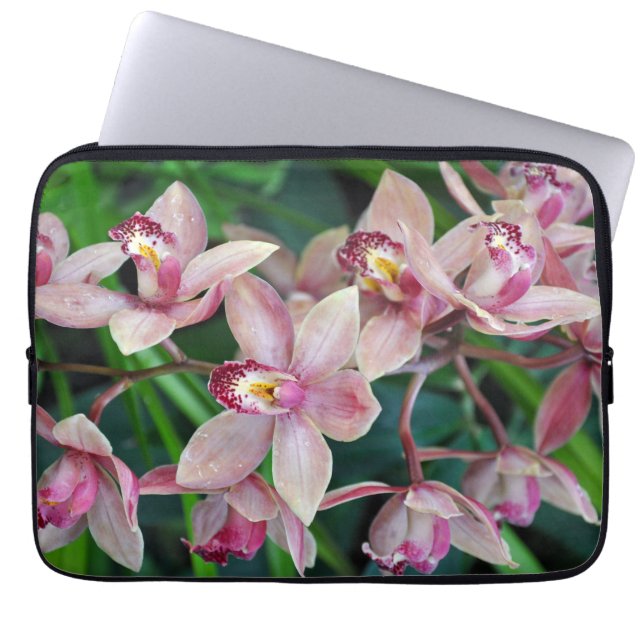 Pink moth orchids laptop sleeve (Front)