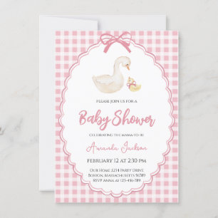 Pink  Mother Goose and Gosling Baby Shower   Invitation