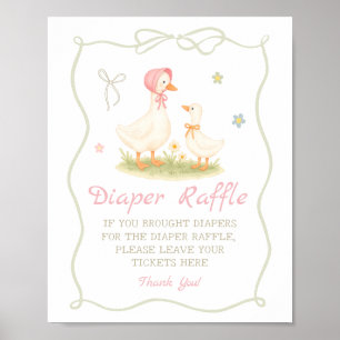 Pink Mother Goose Baby shower Diaper Raffle  Poster