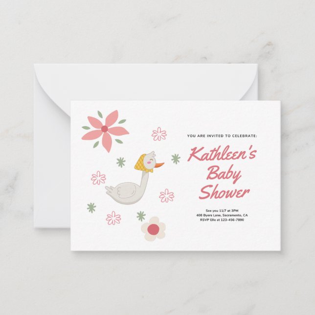 Pink Mother Goose Baby Shower Invitation (Front)