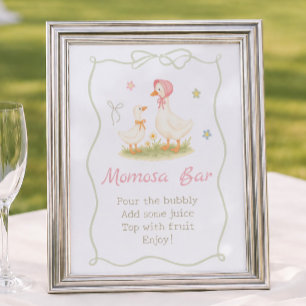 Pink Mother Goose Baby Shower Momosa Bar Poster