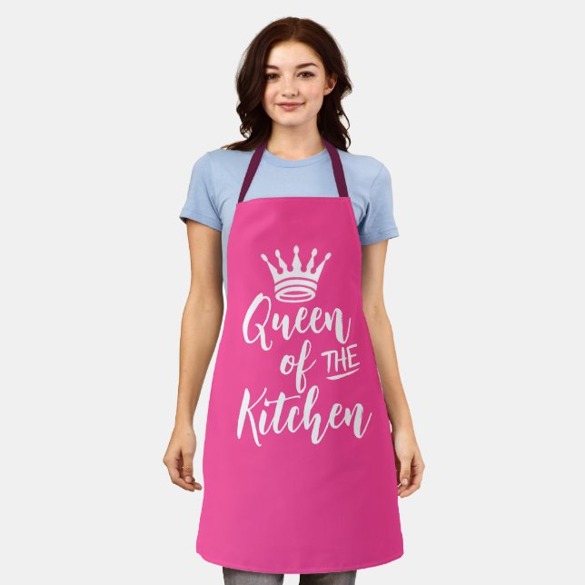  Pink Mothers Day Gift Apron, Queen of The Kitchen Apron (Worn)
