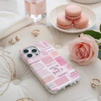 Pink Motivation Quotes Collage Aesthetic Phone Cas