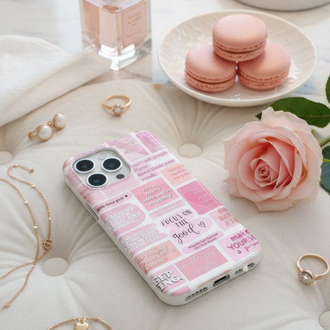 Pink Motivation Quotes Collage Aesthetic Phone Cas Case-Mate iPhone Case (Creator Uploaded)