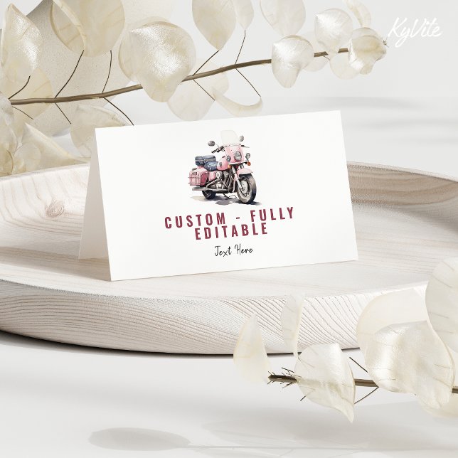 Pink Motorbike Birthday Folded Food Tent/Tilt Card (Creator Uploaded)