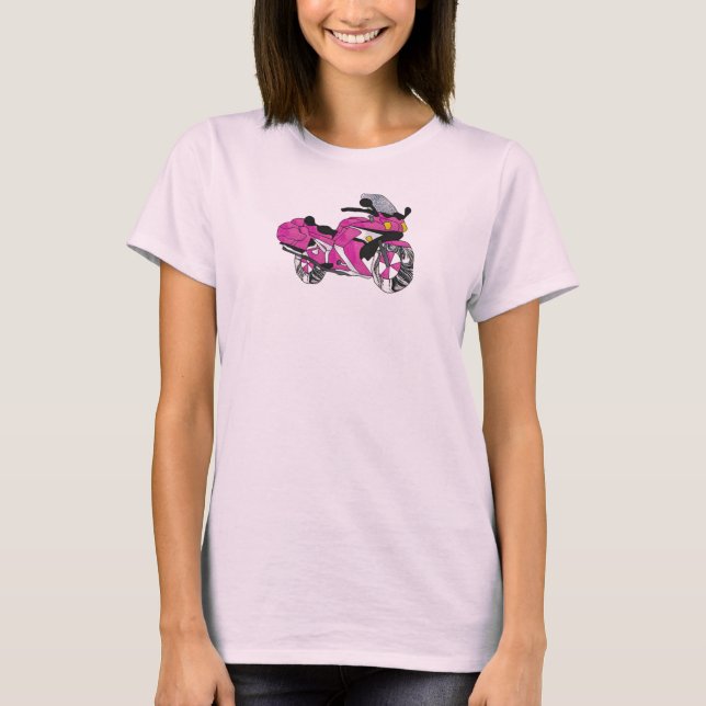 Pink Motorcycle in Stained Glass T-Shirt (Front)
