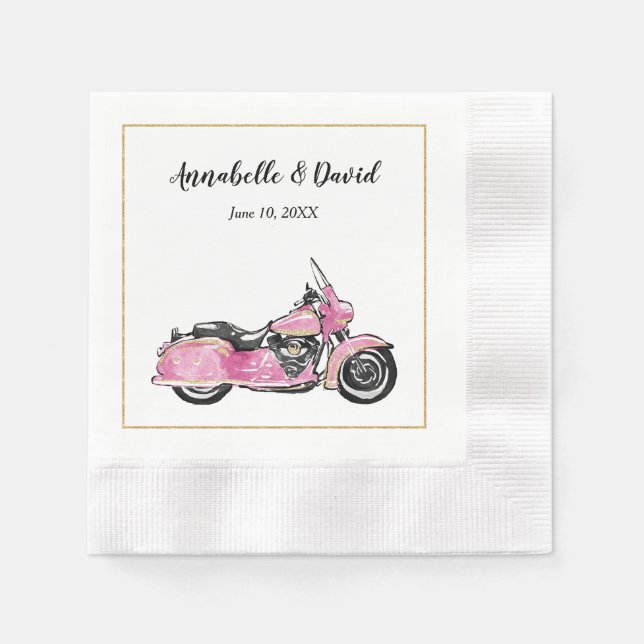 Pink Motorcycle Monogram Napkin (Front)