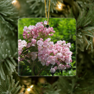 Pink Mountain Laurel Flowers Ceramic Tree Decoration