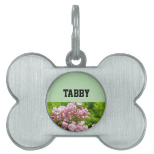 Pink Mountain Laurel Flowers Name Pet ID Tag