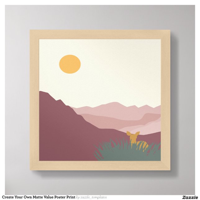 Pink mountains boho scenery poster (Framed Front)