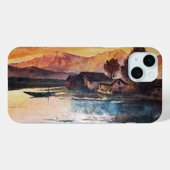 PINK MOUNTAINS LAKE ALPINE SUNSET LANDSCAPE Case-Mate iPhone CASE (Back (Horizontal))