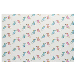 Pink mouse blue mouse fabric