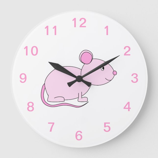 Pink Mouse. Large Clock (Front)