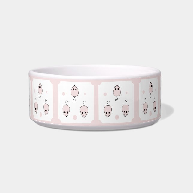 Pink Mouse Seamless Pattern Cute Pet Bowl Design (Front)