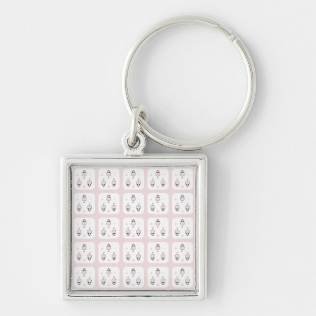 Pink Mouse Seamless Pattern Design - Cute Decor Key Ring (Front)