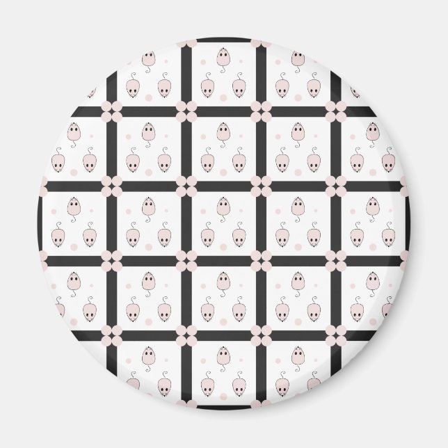 Pink Mouse Seamless Pattern Design - Cute Decor Magnet (Front)