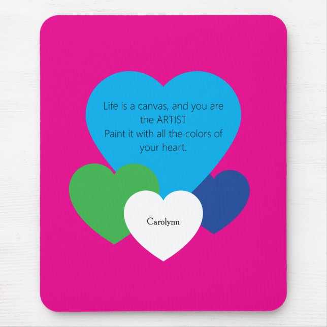 Pink Mousepad w/ Hearts (Front)