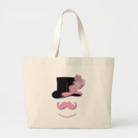 Pink moustache, top hat, feathers, and flower