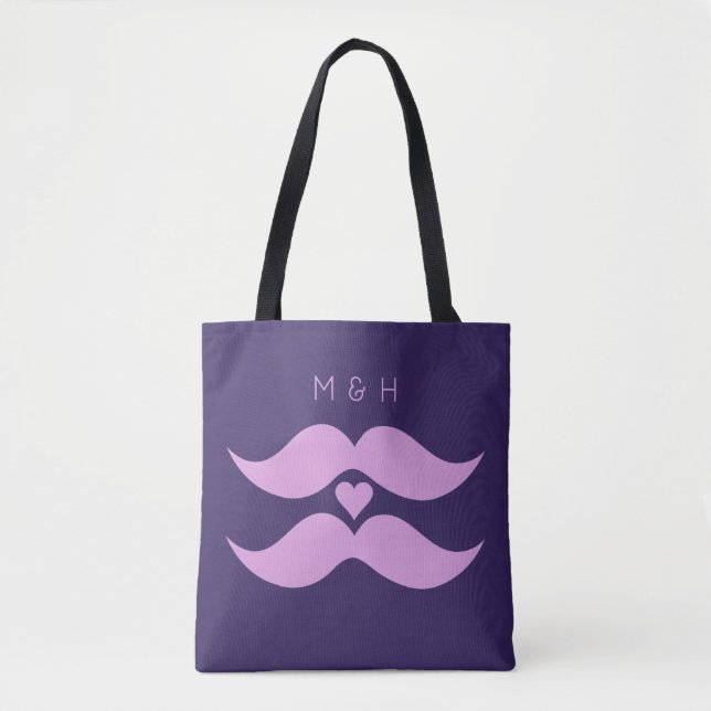Pink Moustaches custom monogram bags (Front)