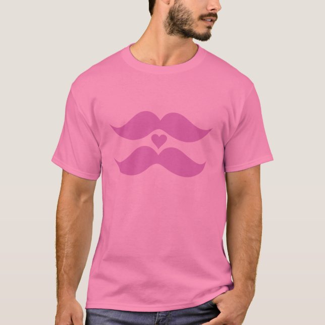 Pink Moustaches shirt – choose style, colour (Front)