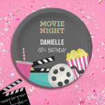 PINK MOVIE NIGHT PAPER PLATE<br><div class="desc">PINK BACKYARD MOVIE PARTY SIGN</div>