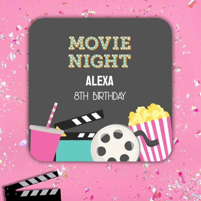 PINK MOVIE NIGHT SQUARE STICKER (Creator Uploaded)