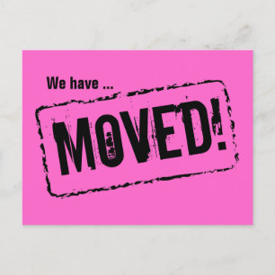 Pink moving postcards for your new home address