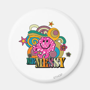 Pink Mr. Messy Colourful Swirls & Stars Magnet