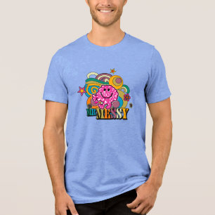 Pink Mr. Messy Colourful Swirls & Stars Tri-Blend Shirt