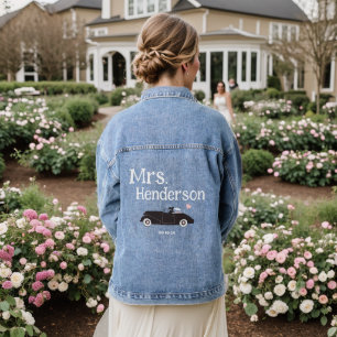 Pink Mrs Brides Last Name Classic Car Denim Jacket