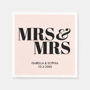Pink Mrs & Mrs Bride Personalised Wedding Napkins