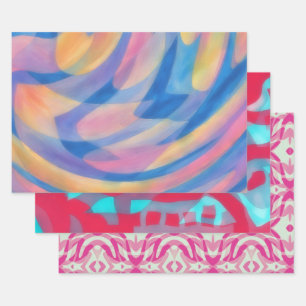 Pink Multi Color Abstract Art Wrapping Craft Paper